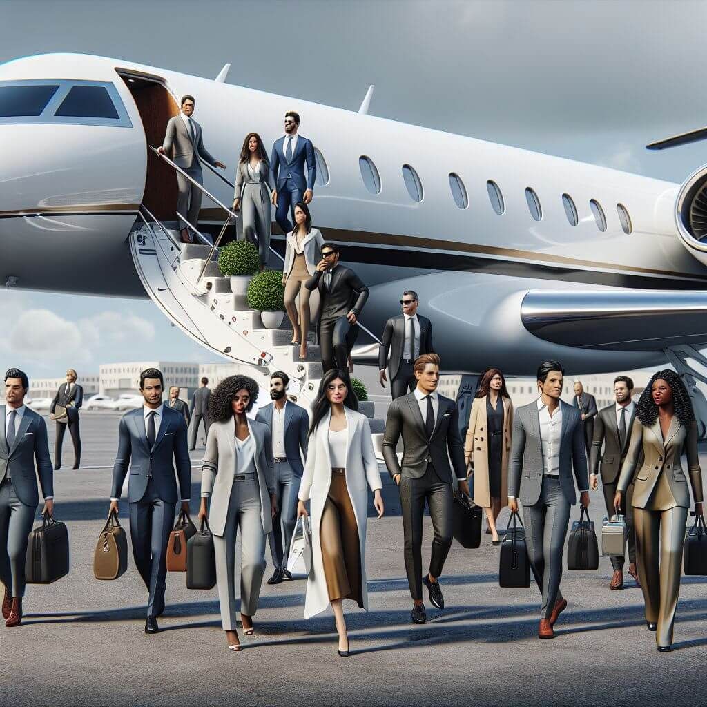 Corporate Teams departure from private jet